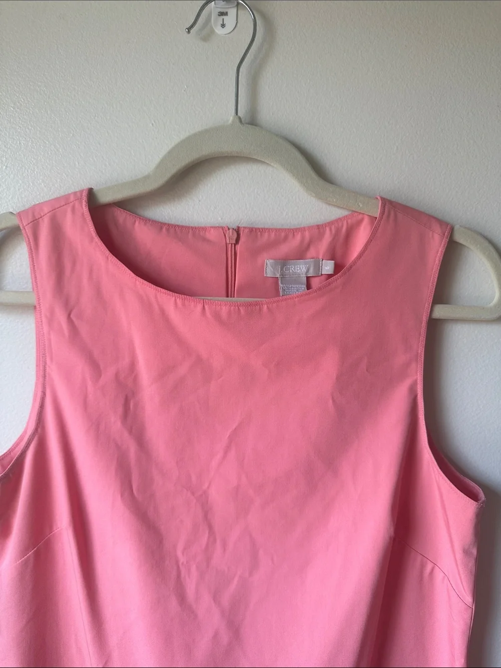 J. Crew Coral Pink Sleeveless Shift Dress with Ruffle Hem - SZ 6